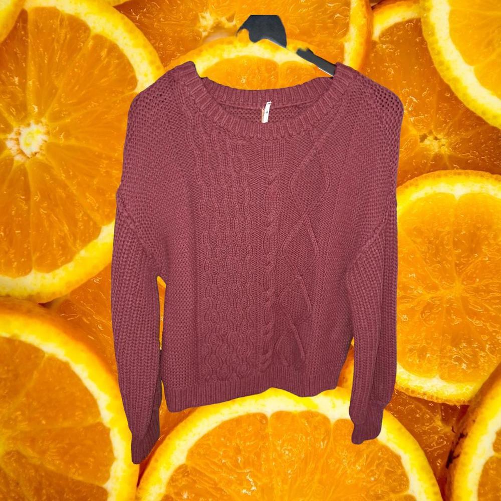 Free‎ People Maroon Cable Knit Sweater Size XS